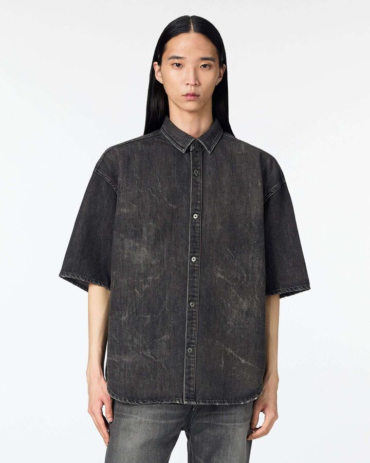 MEN | Light Oversized S/S Shirt 9oz Washed Black,, medium
