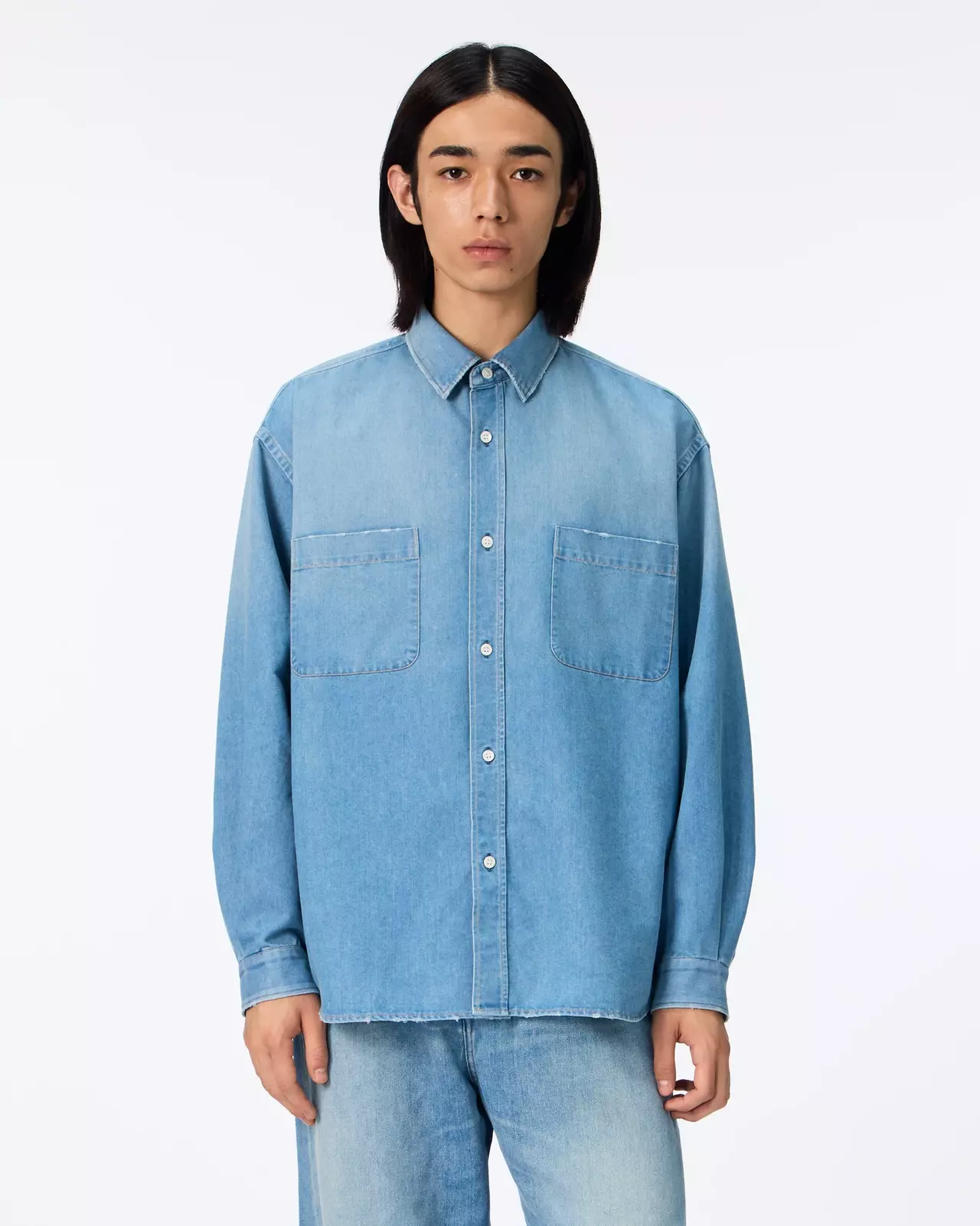 MEN | Light Denim Relax Shirt 7oz Medium Indigo,MEDIUM INDIGO, large image number 4