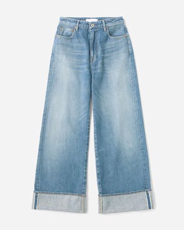 WOMEN | Selvedge Wide Straight Jeans 12oz Medium Indigo,MEDIUM INDIGO, large image number 4