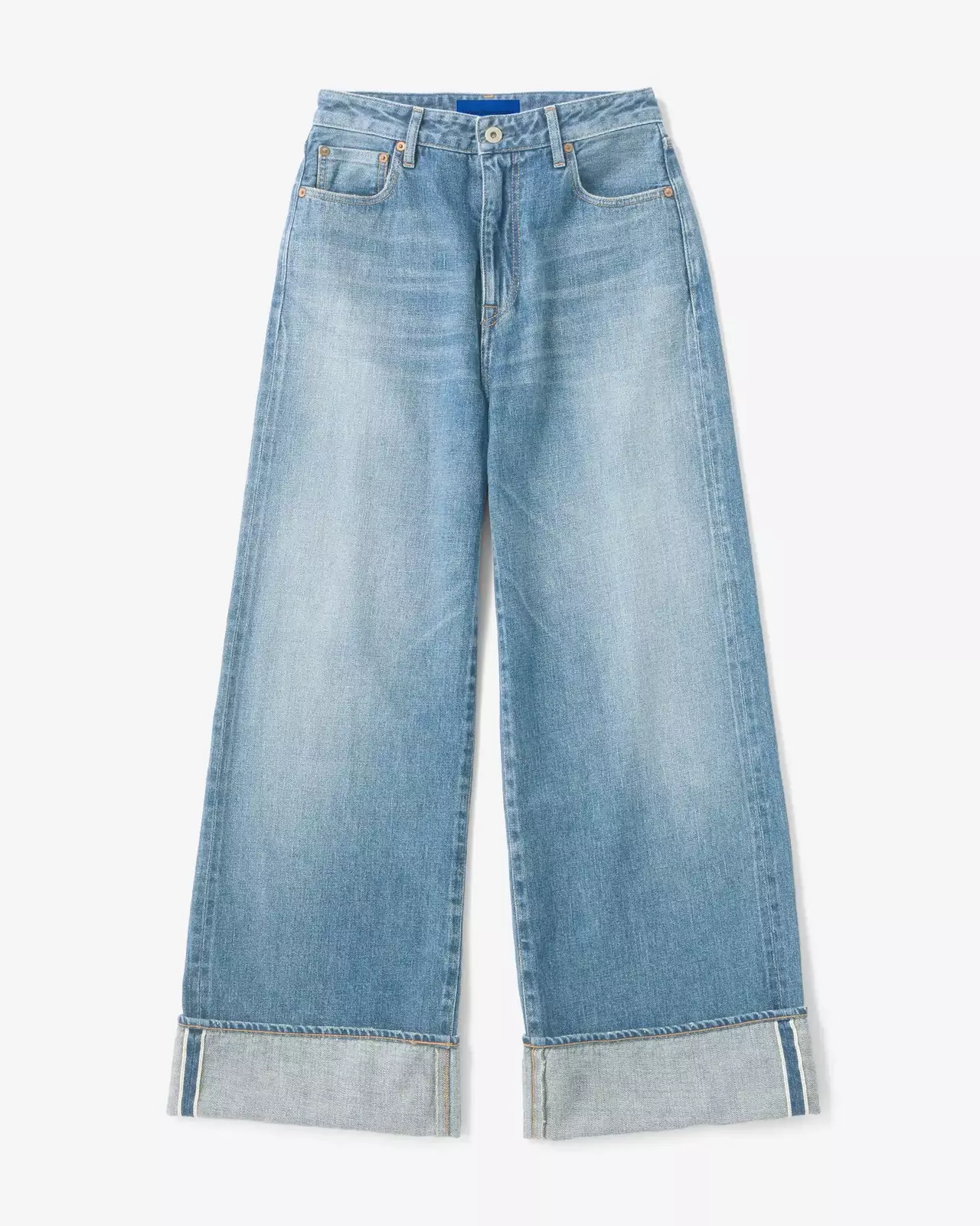 WOMEN | Selvedge Wide Straight Jeans 12oz Medium Indigo,MEDIUM INDIGO, large image number 4