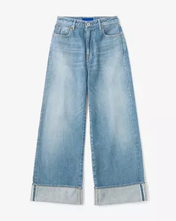 WOMEN | Selvedge Wide Straight Jeans 12oz Medium Indigo,MEDIUM INDIGO, large image number 4
