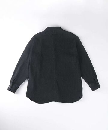 Sashiko Black Big Shirt Jacket,BLACK, large image number 6