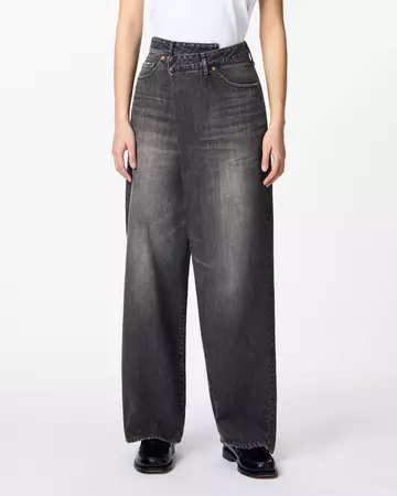 WOMEN | Wrap Straight Jeans 11oz Washed Black,BLACK, large image number 0