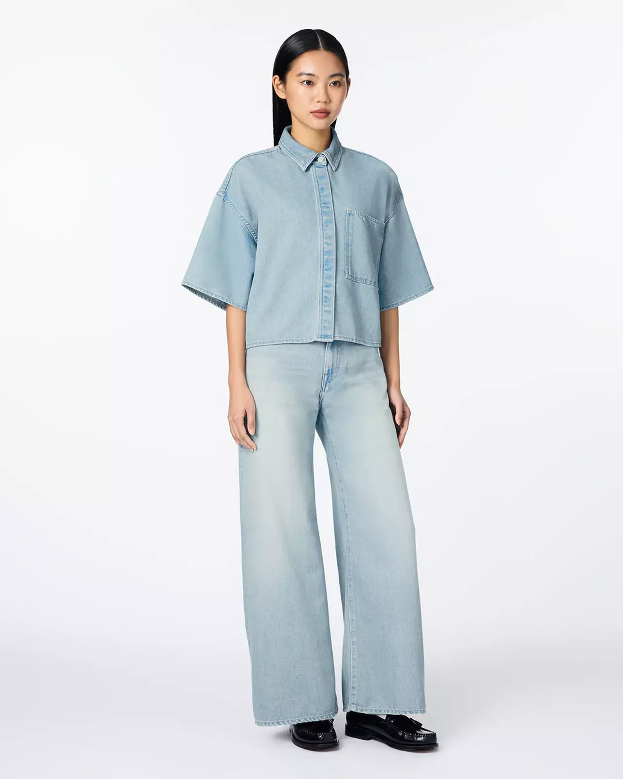 WOMEN | Light Denim SS Shirt 9oz Light Indigo,LIGHT INDIGO, large image number 3