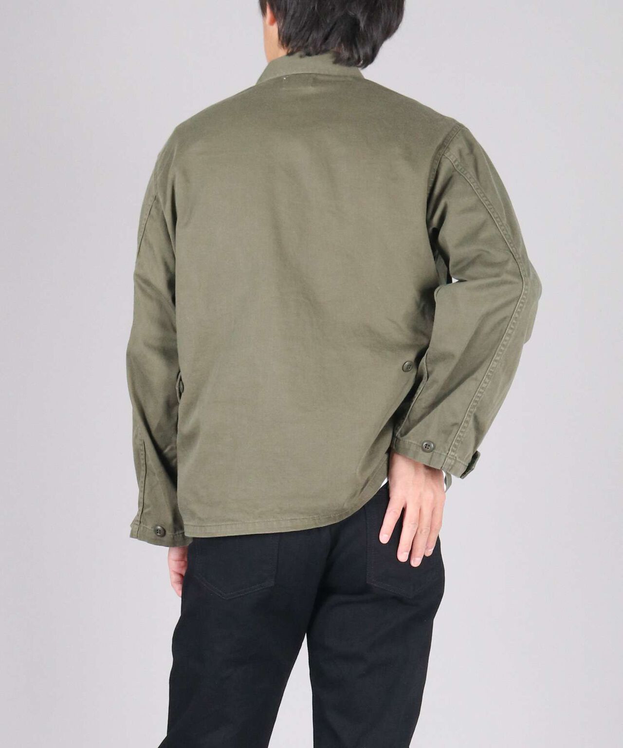 Sulphur Dyed Loose Satin Fatigue Jacket,OLIVE, large image number 17
