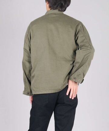 Sulphur Dyed Loose Satin Fatigue Jacket,OLIVE, large image number 17