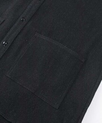 Sashiko Black Big Shirt Jacket,BLACK, large image number 8