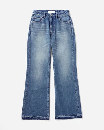 WOMEN | Light Flare Jeans 9oz Medium Indigo,MEDIUM INDIGO, large image number 4