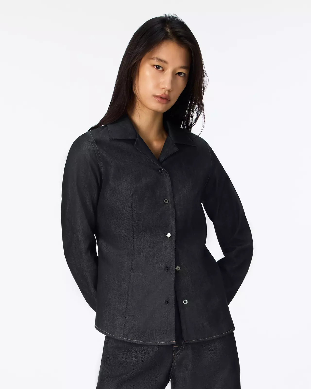 WOMEN | Light Denim Compact Shirt 7oz Rigid,RIGID, large image number 0