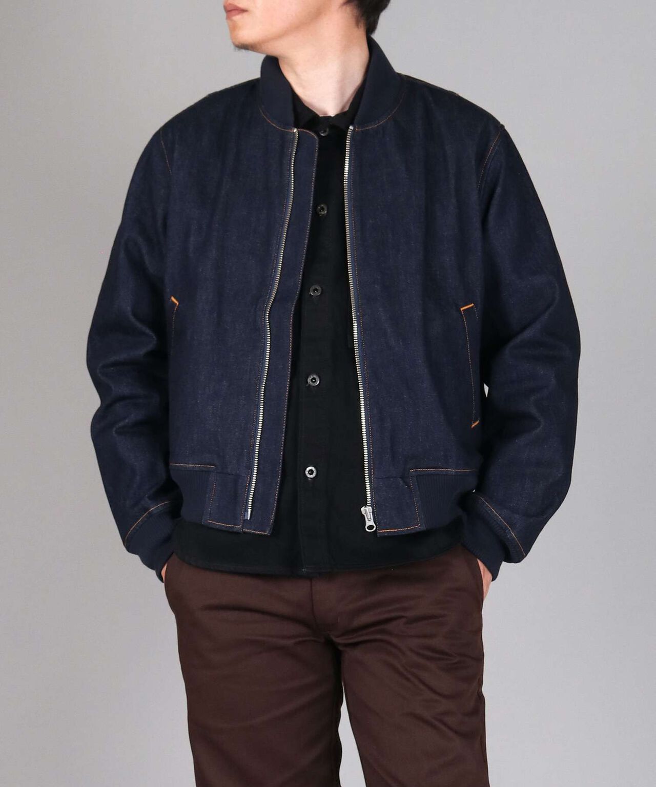 11.5oz Denim Bomber Jacket,INDIGO, large image number 0