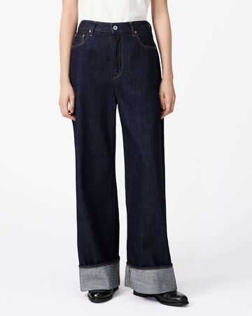 WOMEN | Selvedge Wide Straight Jeans 12oz,INDIGO, large image number 0