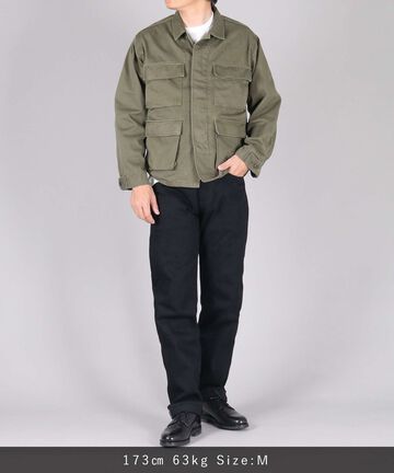 Sulphur Dyed Loose Satin Fatigue Jacket,OLIVE, large image number 18