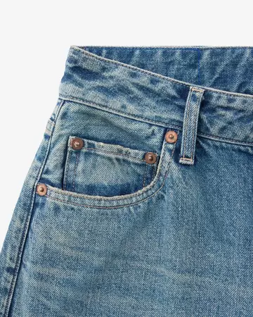 WOMEN | Damage Loose Jeans 11oz Medium Indigo,MEDIUM INDIGO, large image number 9