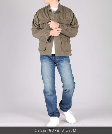 Sulphur Dyed Loose Satin Fatigue Jacket,OLIVE, large image number 3