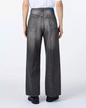 MEN | Light Wide Press Trousers 9oz Washed Black,WASHED BLACK, large image number 2