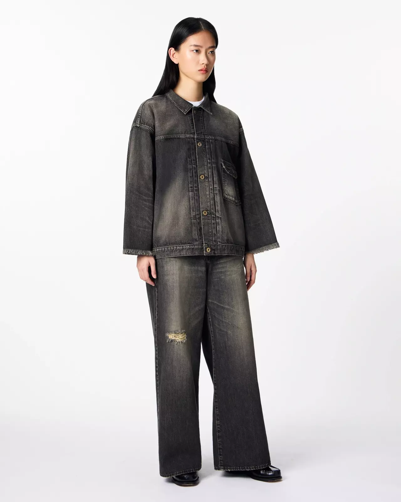 WOMEN | Cutoff Denim Jacket 11oz Washed Black,BLACK, large image number 3