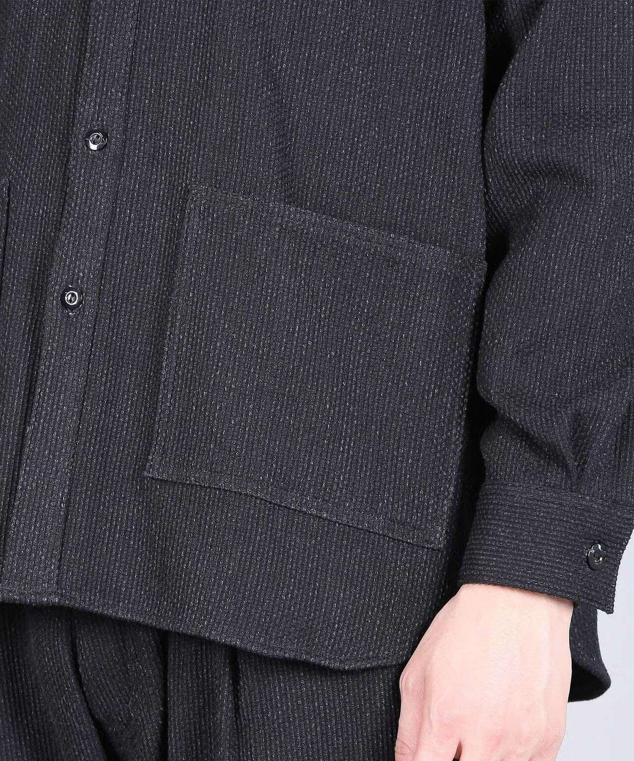 Sashiko Black Big Shirt Jacket,BLACK, large image number 3