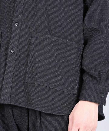 Sashiko Black Big Shirt Jacket,BLACK, large image number 3