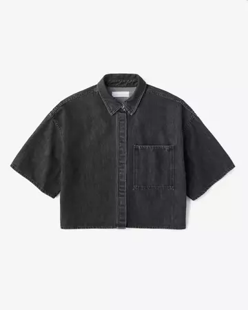 WOMEN | Light Denim SS Shirt 9oz Washed Black,BLACK, large image number 4